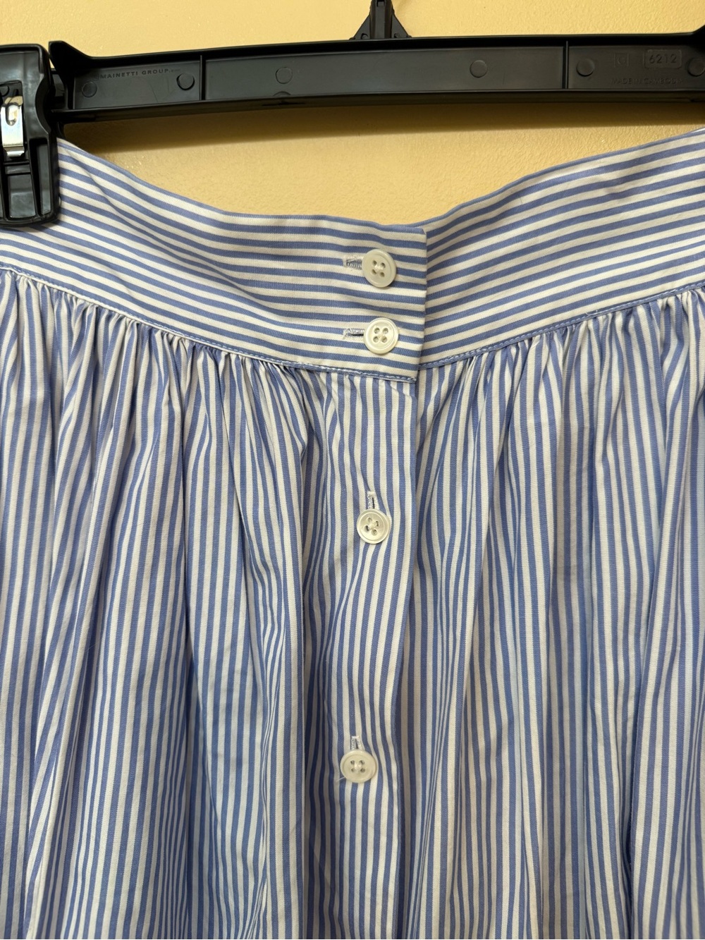 Ralph Lauren Blue and White Striped Button-Front Midi Skirt - Picture 4 of 8